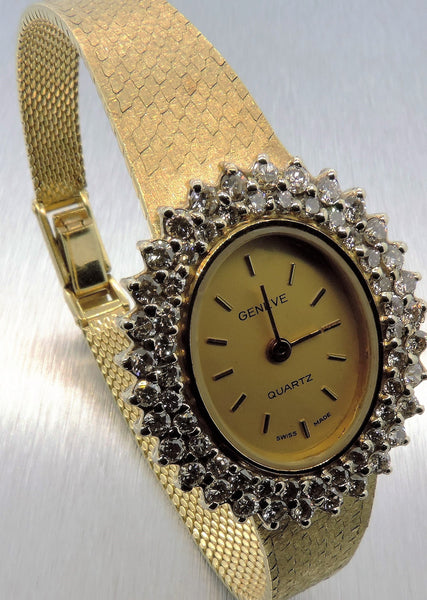Geneve 14k gold watch with diamonds hot sale