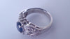 BLUE SAPPHIRE AND DIAMOND HEART ENGAGEMENT RING