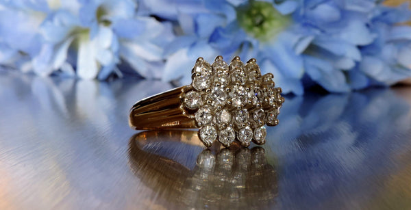 Pyramid cluster diamond shop ring