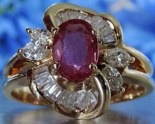 DIAMOND AND RUBY SWIRL CELEBRATION RING