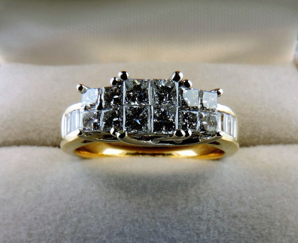 PRINCESS AND BAGUETTE CUT HALF ETERNITY DIAMOND WEDDING RING