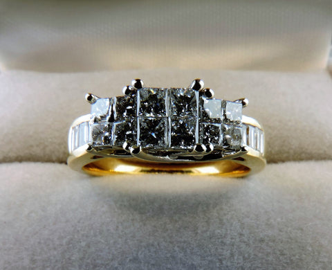 PRINCESS AND BAGUETTE CUT HALF ETERNITY DIAMOND WEDDING RING