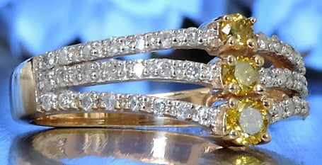 FANCY CANARY-YELLOW AND WHITE DIAMOND ENGAGEMENT RING