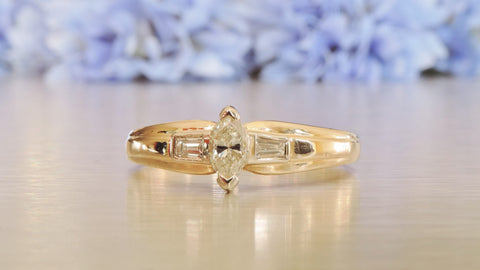 MARQUISE AND BAGUETTE ENGAGEMENT DIAMOND RING