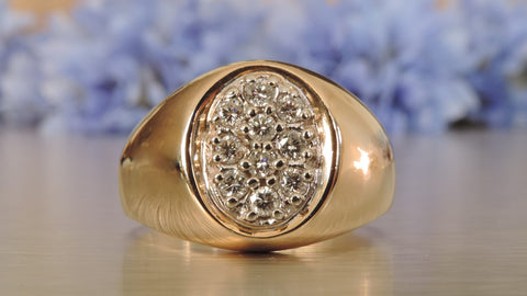 Men's Oval Cluster Diamond Ring