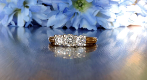 VINTAGE-INSPIRED CLASSIC THREE STONE ENGAGEMENT RING